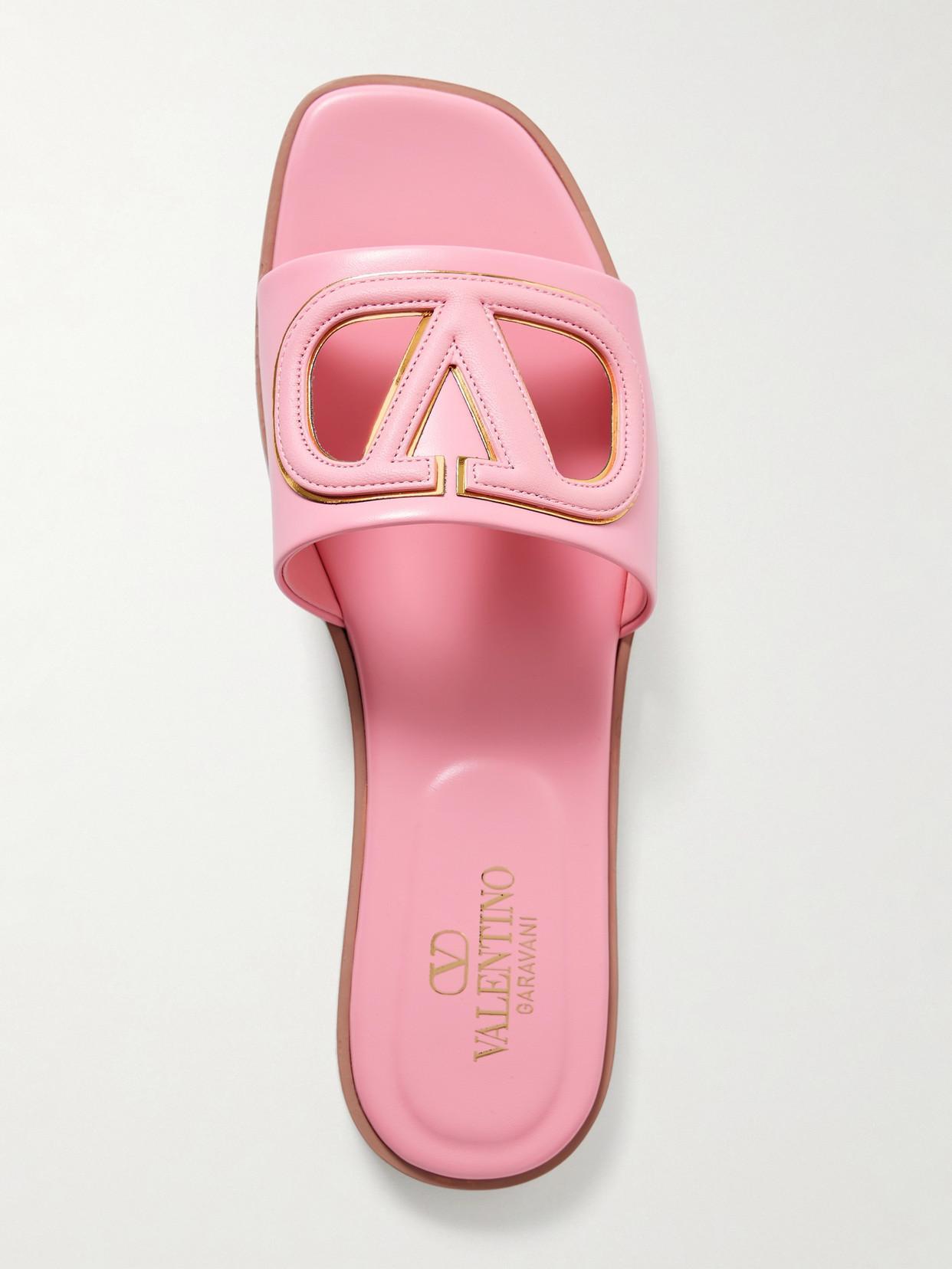 Vlogo Cutout Leather Slides In Pink Product Image