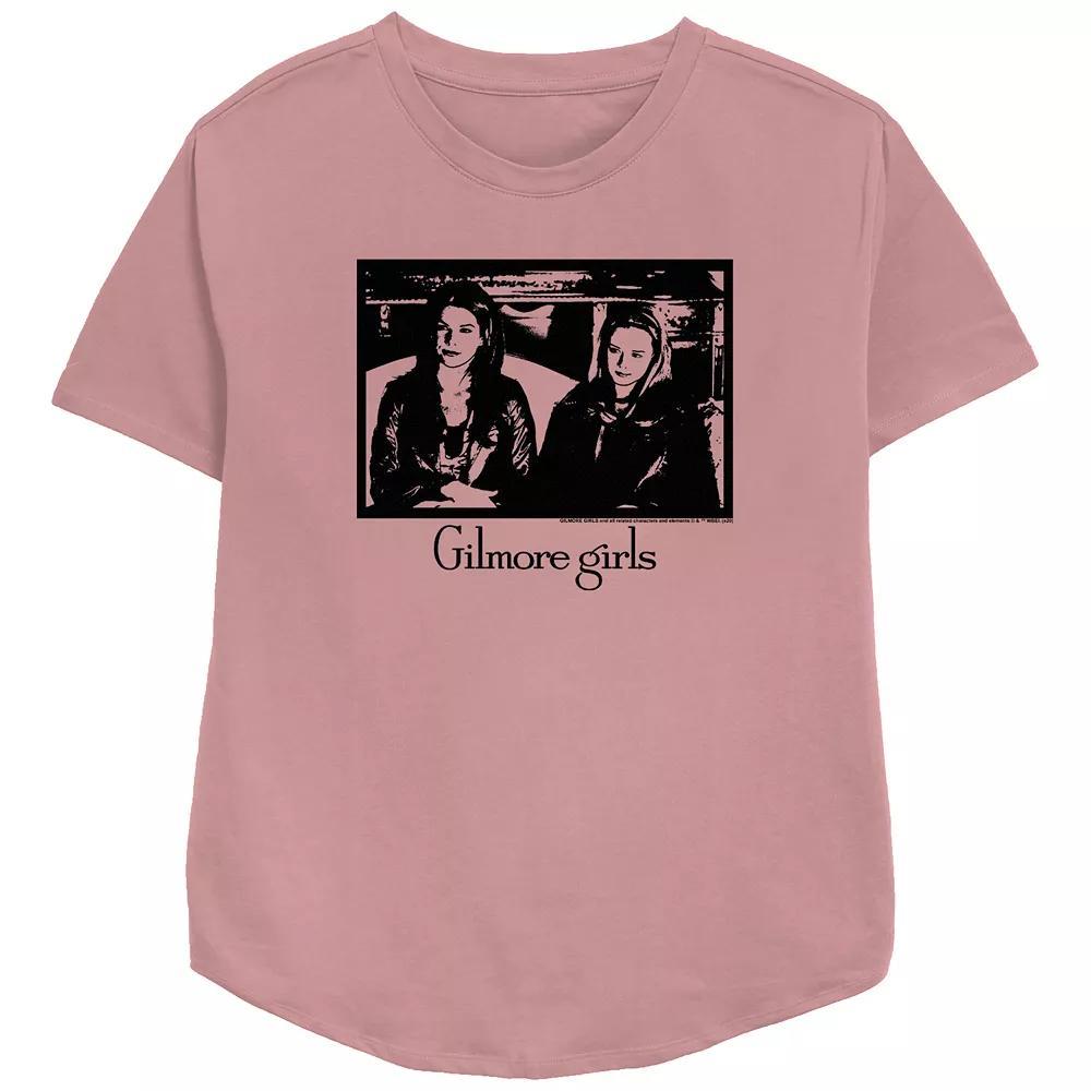 Women's Gilmore Girls Rory & Lorelai Portrait Relaxed Fit Graphic Tee, Girl's, Size: XL, Pink Product Image