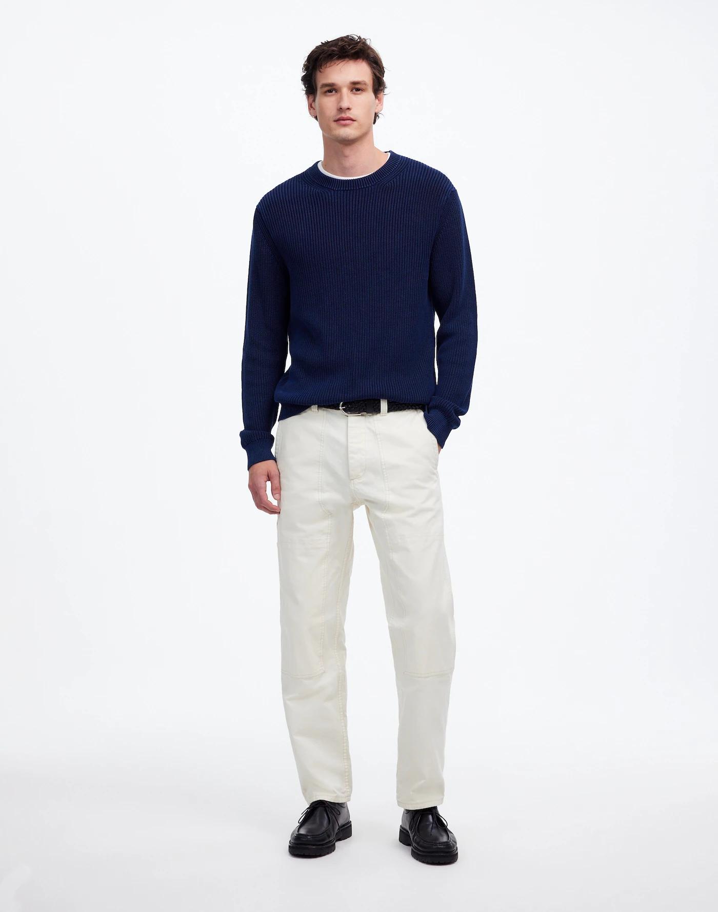 Cotton Shaker Stitch Crewneck Sweater Product Image