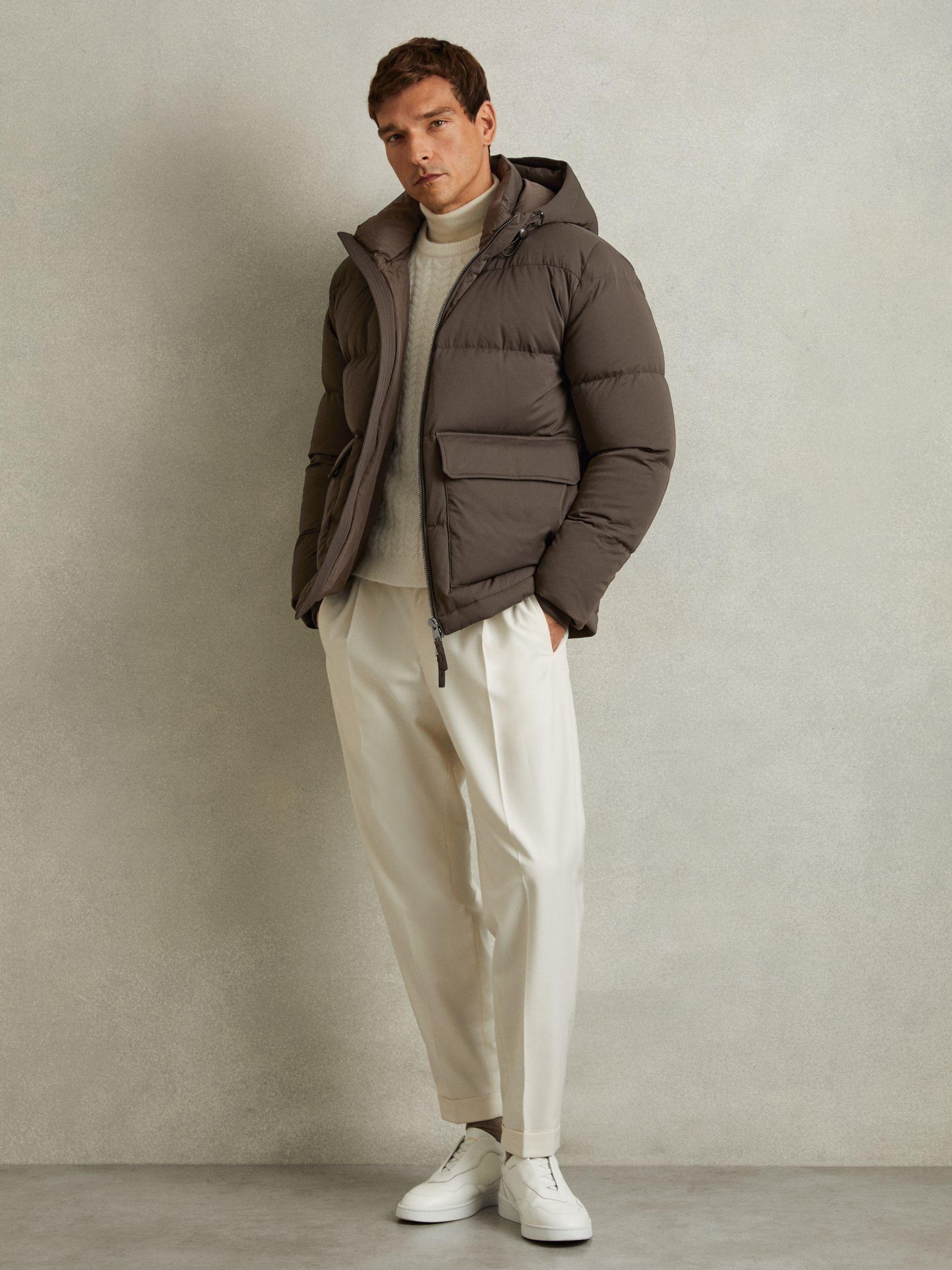 Quilted Shell Puffer Down Jacket in Brown/Stone Product Image