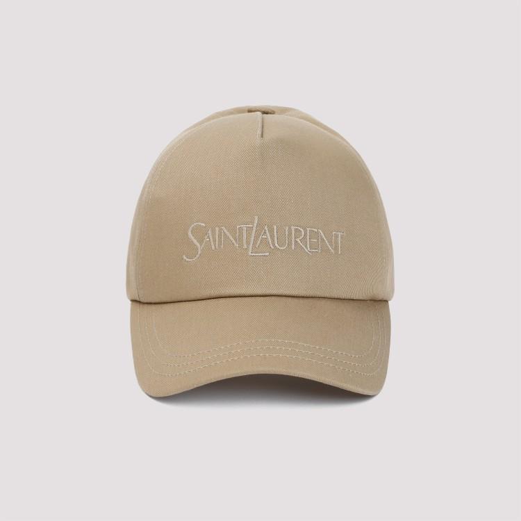 SAINT LAURENT Logo-embroidered Gabardine Baseball Cap In Beige Product Image