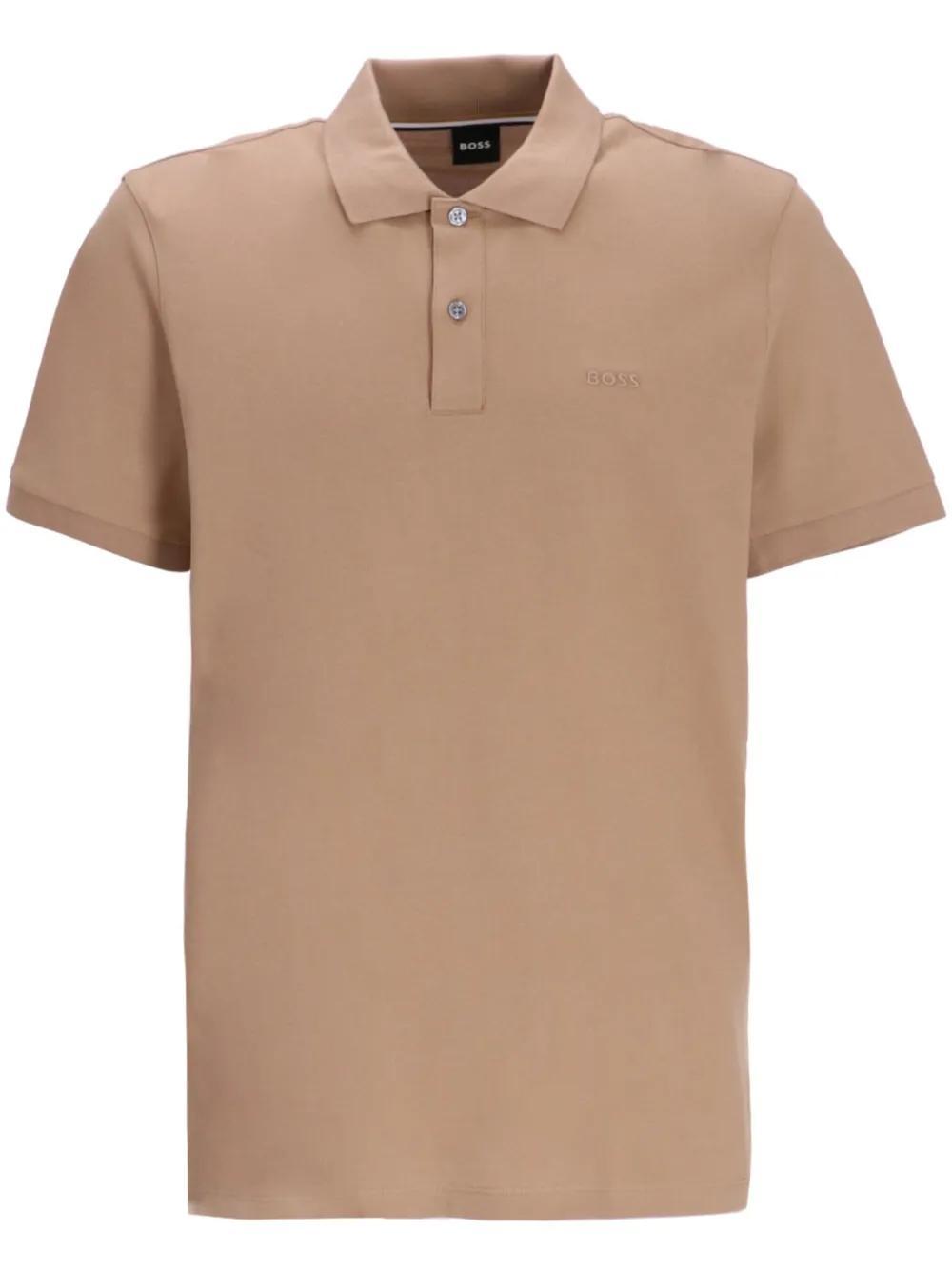 HUGO BOSS Pallas Logo-embroidered Polo Shirt In Nude Product Image