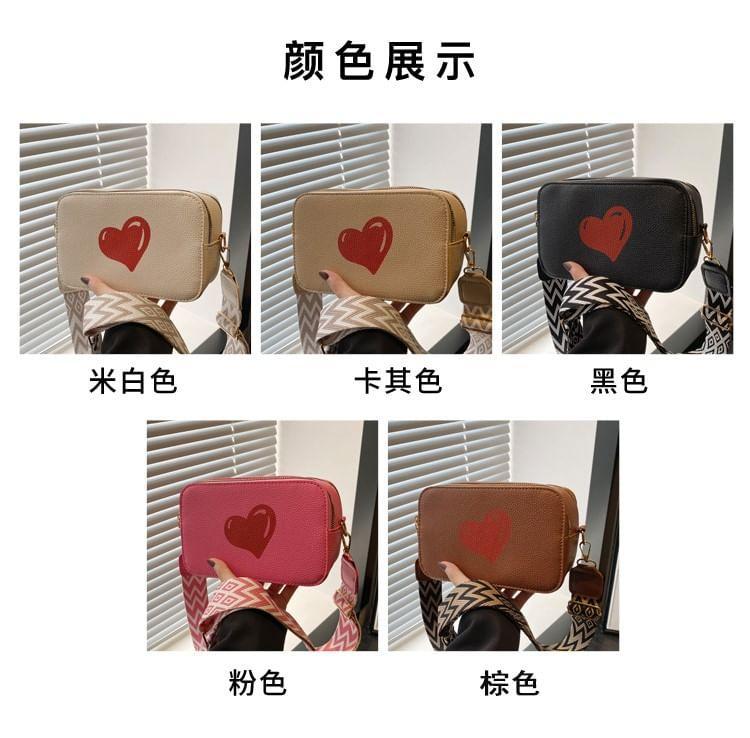 Heart Print Faux Leather Crossbody Bag Product Image