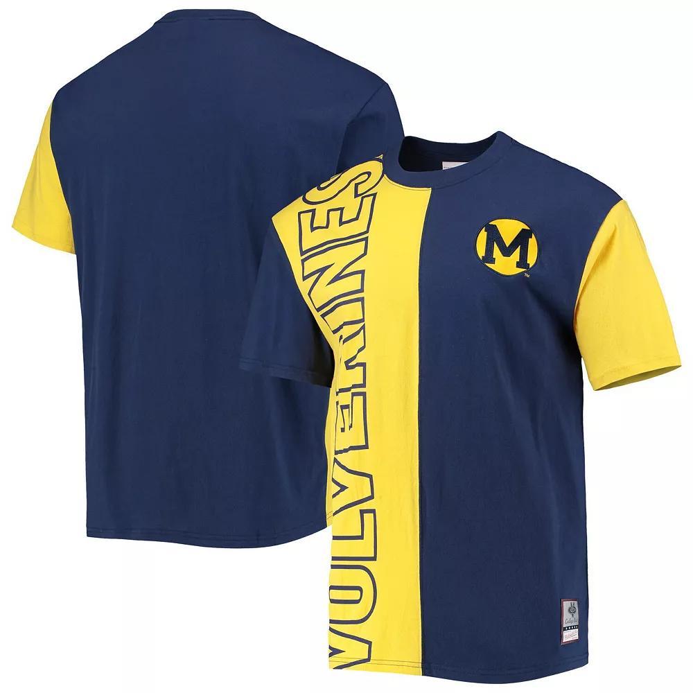 Men's Mitchell & Ness Navy/Maize Michigan Wolverines Play By Play 2.0 T-Shirt,  Product Image