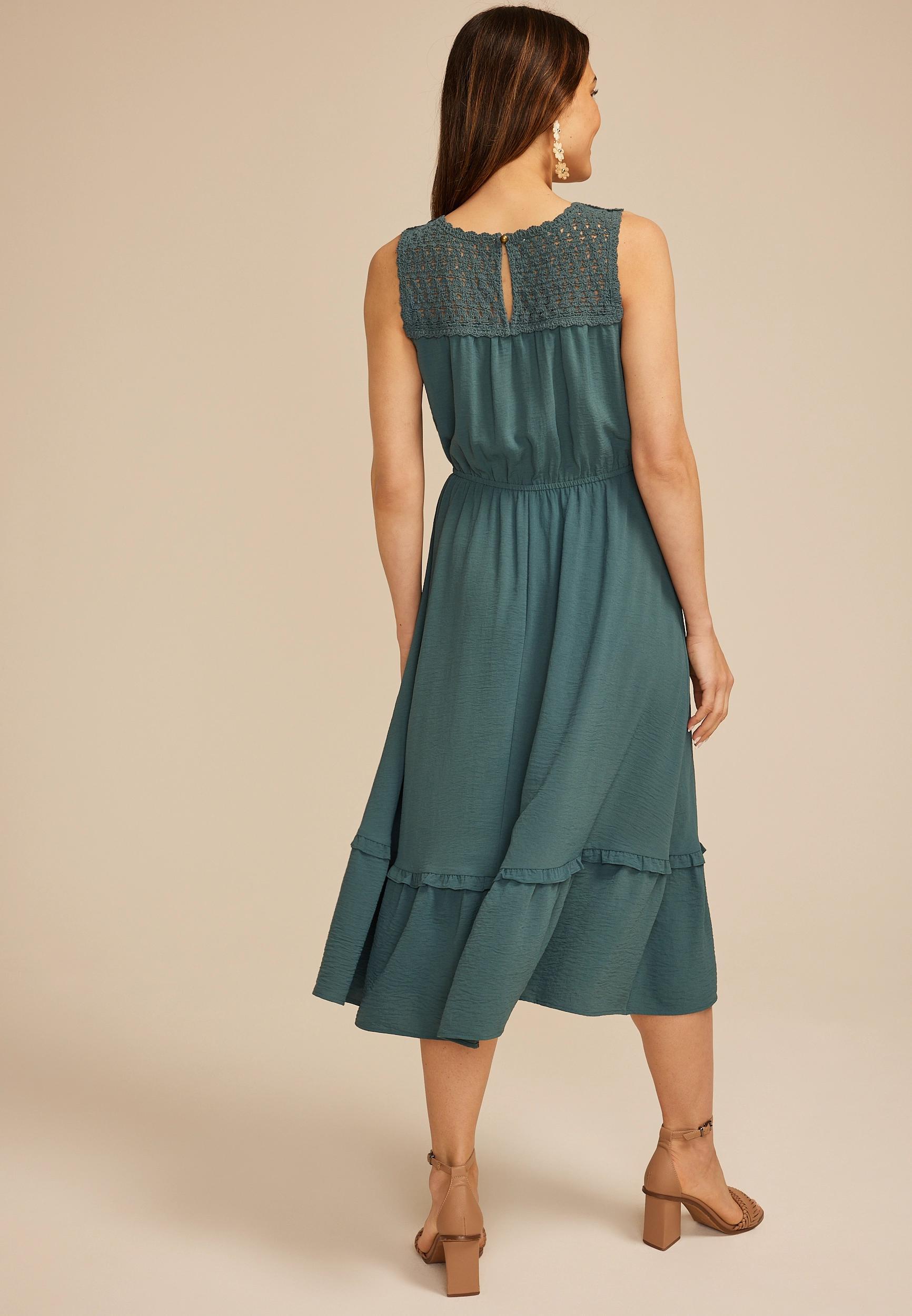 Crochet Trim Top Midi Dress Product Image