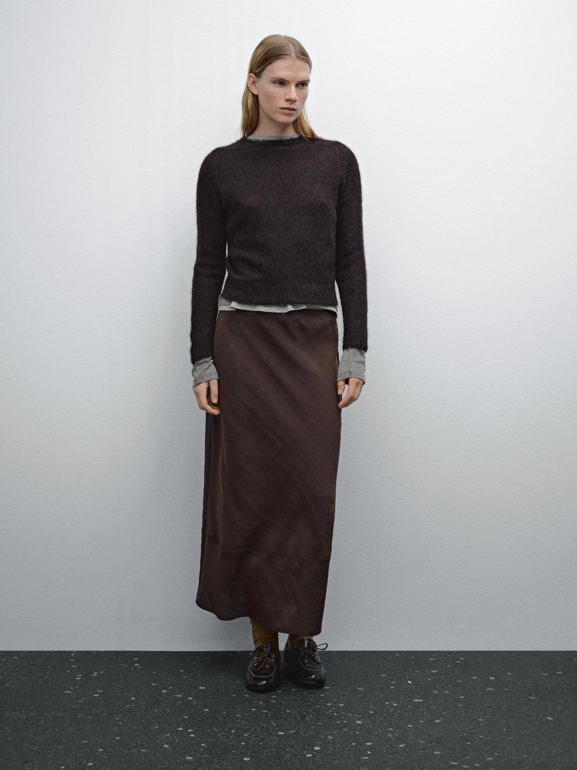 Knit alpaca blend sweater · Dark Blue · Sweaters And Cardigans | Massimo Dutti Product Image