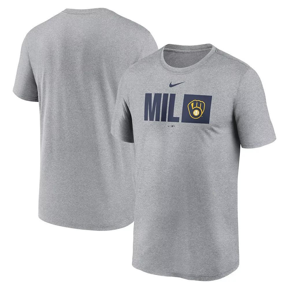 Men's Nike Heather Gray Milwaukee Brewers Tricode Legend T-Shirt,  Product Image