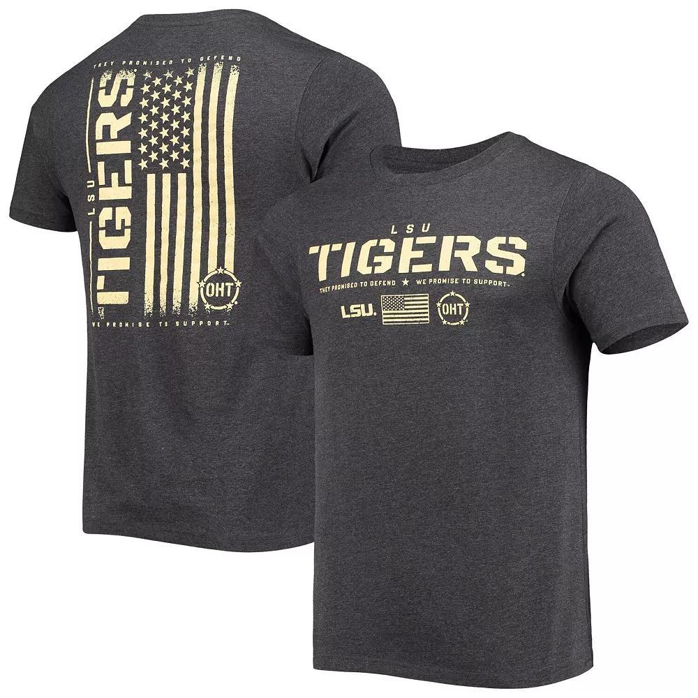 Men's Colosseum Heathered Black LSU Tigers OHT Military Appreciation Flag 2.0 T-Shirt, Size: Large, Charco Product Image