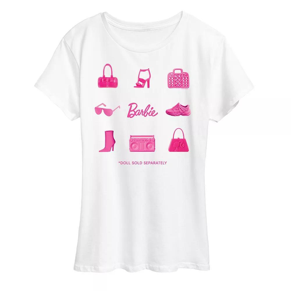 Women's Barbie Doll Grid Graphic Tee, Girl's, Size: XXL, White Product Image