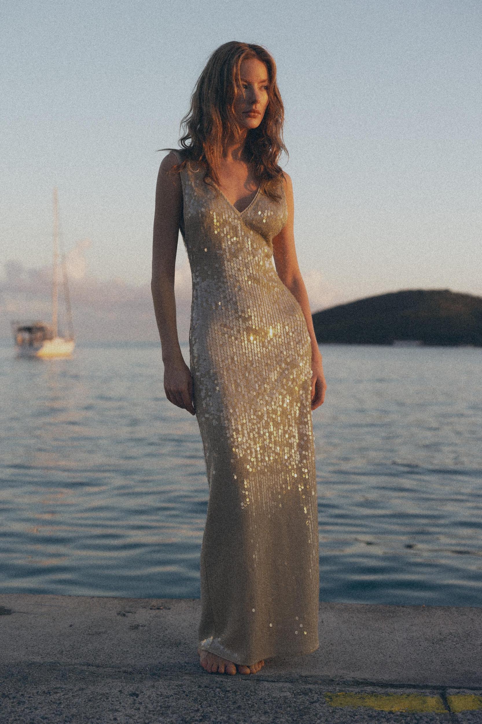 METALLIC THREAD AND SEQUIN DRESS Product Image