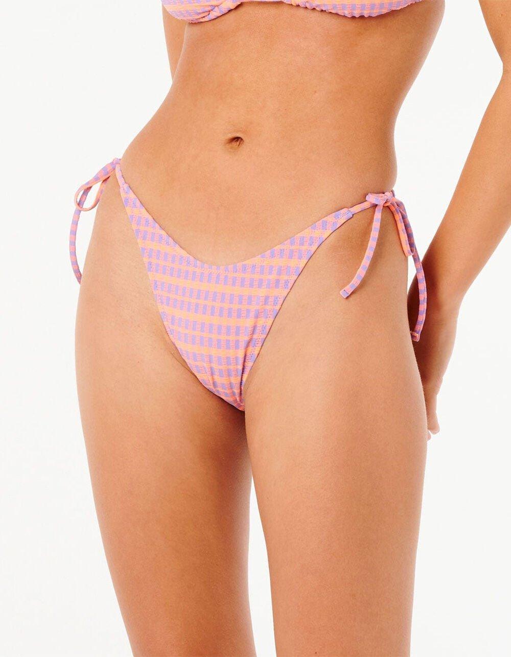 RIP CURL Isles Plaid Tie Side Skimpy Bikini Bottoms - PURPLE COMBO Product Image