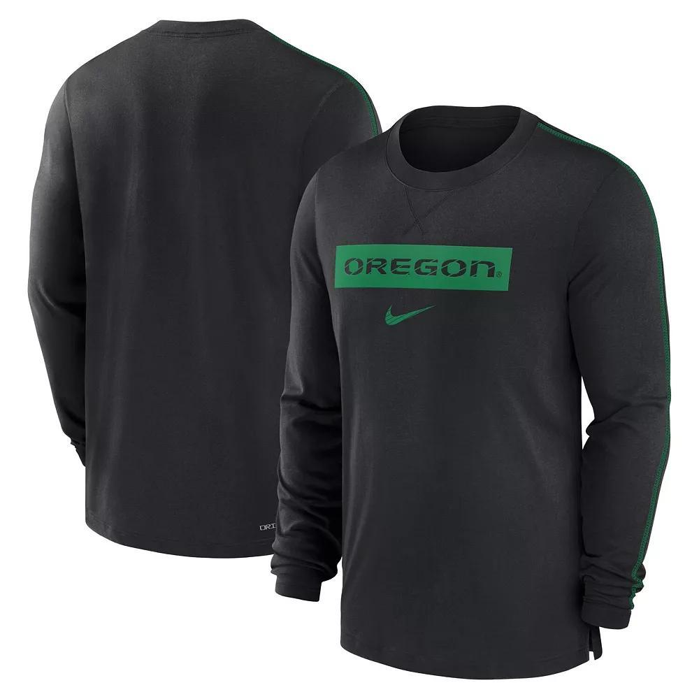 Men's Nike Black Oregon Ducks 2024 Sideline Player Tri-Blend Performance Long Sleeve T-Shirt, Size: 2XL Product Image