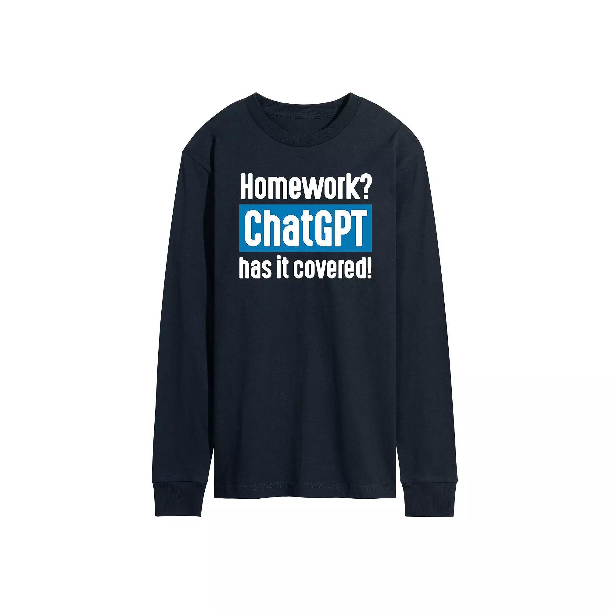 Men's Homework ChatGPT Long Sleeve Graphic Tee Graphic Tee, Size: Small, Blue Product Image