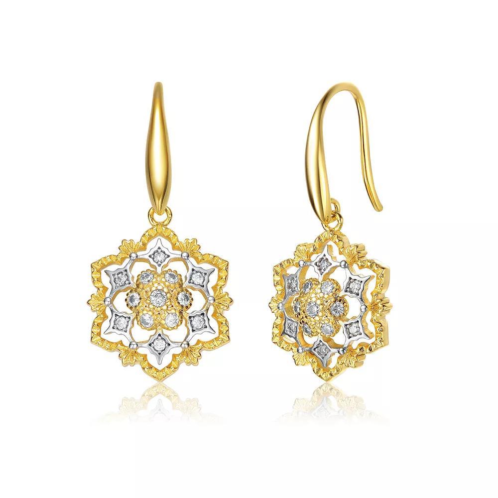 Two Tone Plated Cubic Zirconia Hook Earrings, Womens, Gold Tone Product Image