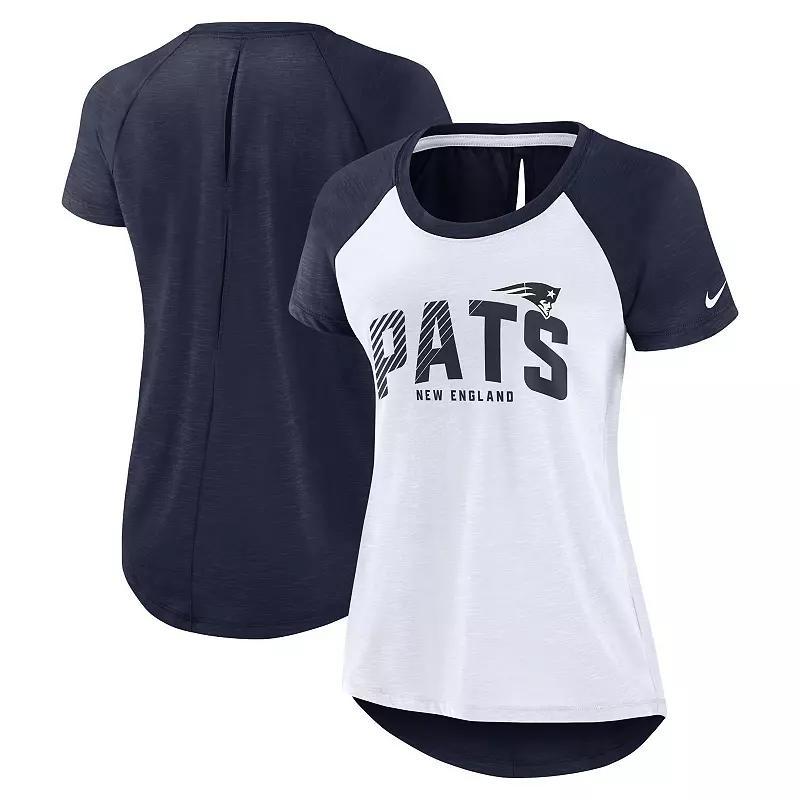 Women's Nike White/Heather Royal Los Angeles Rams Back Cutout Raglan T-Shirt, Size: Medium Product Image