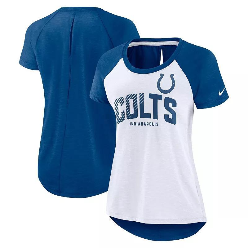 Women's Nike White/Heather Navy Tennessee Titans Back Cutout Raglan T-Shirt, Size: Small Product Image