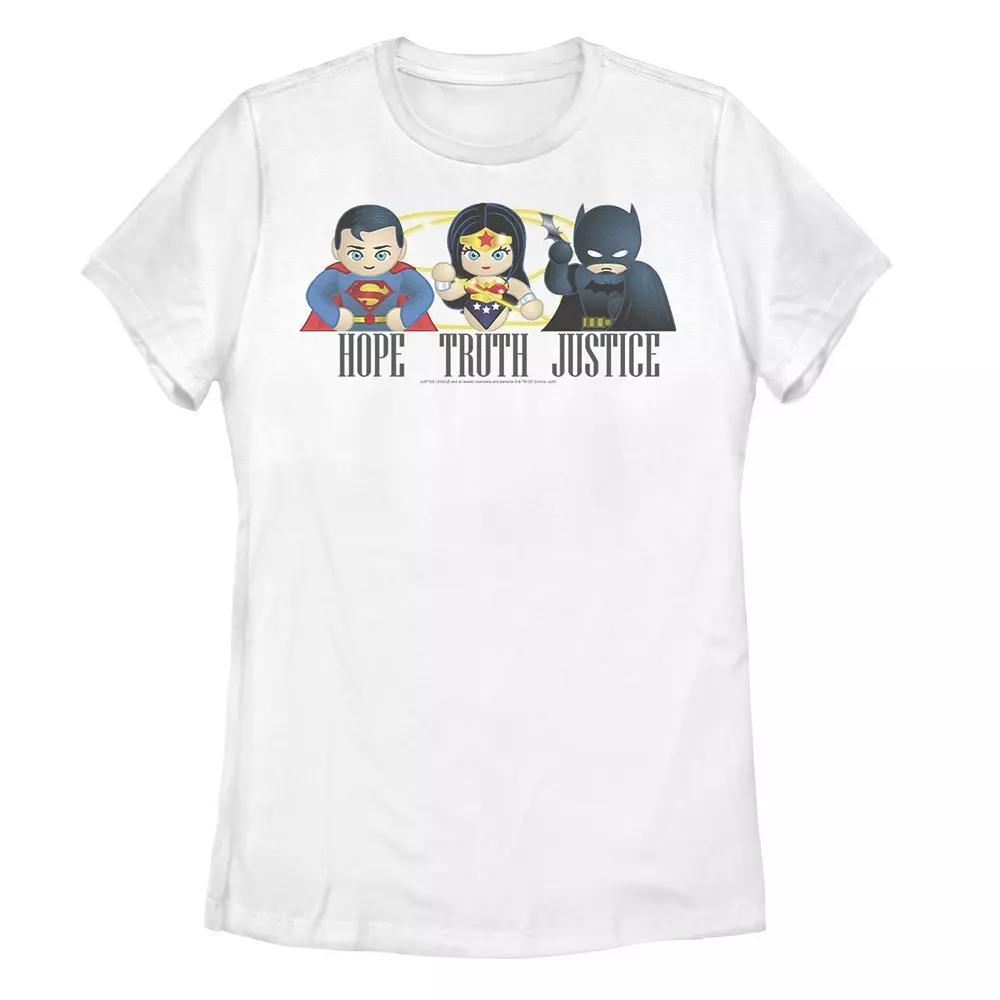 Juniors' DC Fandome Justice League Hope Truth Justice Graphic Tee, Girl's, Size: Medium, White Product Image