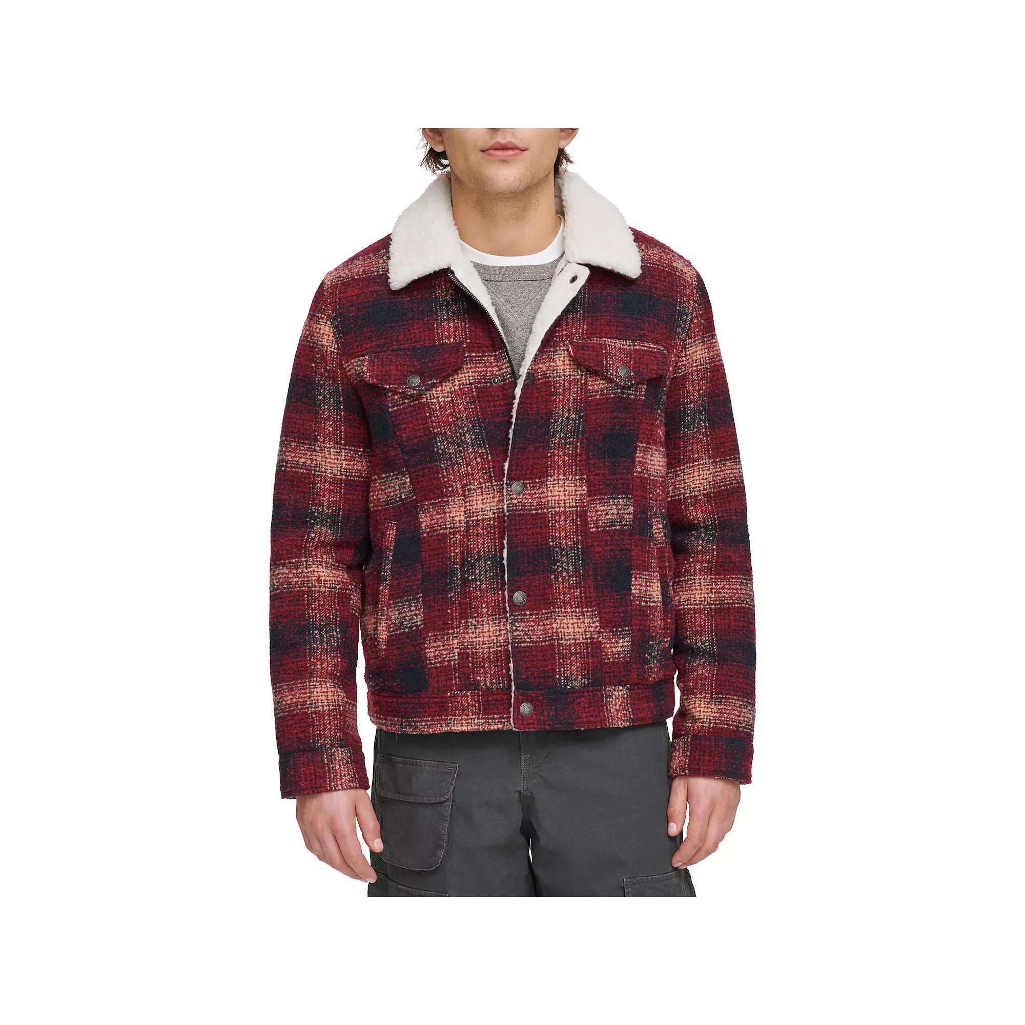 Men's Levi's® Faux Wool Sherpa Lined Trucker Jacket, Size: XL, Red Product Image