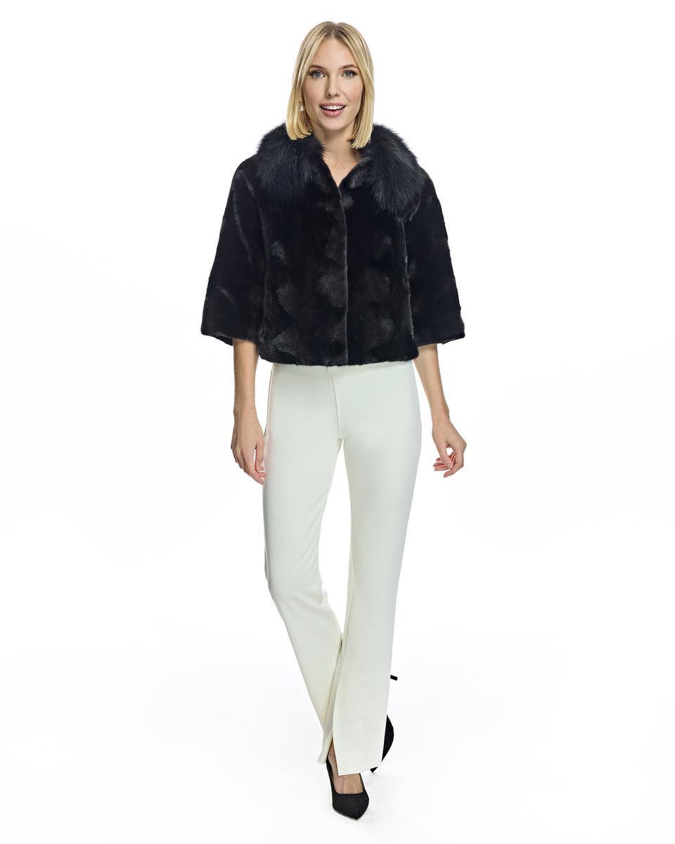 Mink Sections Jacket with Fox Sections Collar Product Image