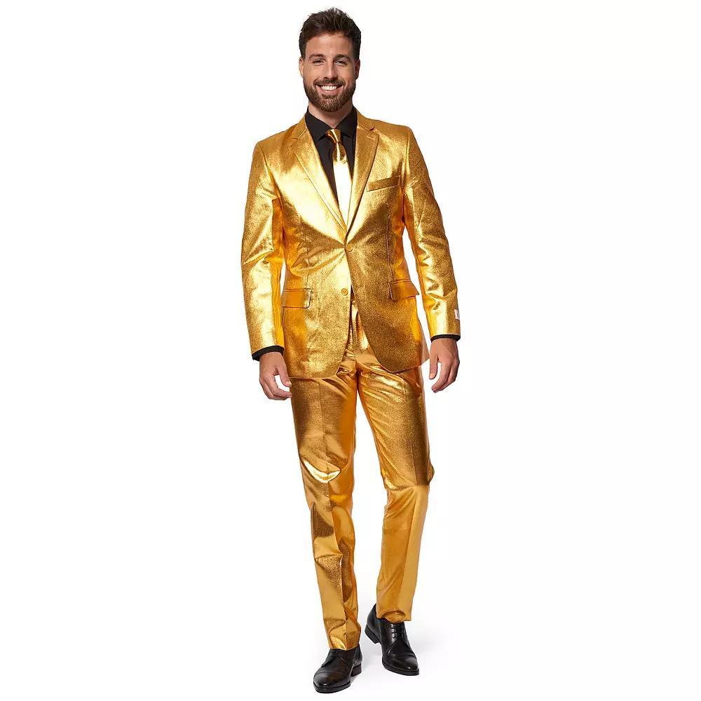 Men's OppoSuits Groovy Gold Slim-Fit Holiday Suit & Tie Set, Size: 44 - Regular Product Image