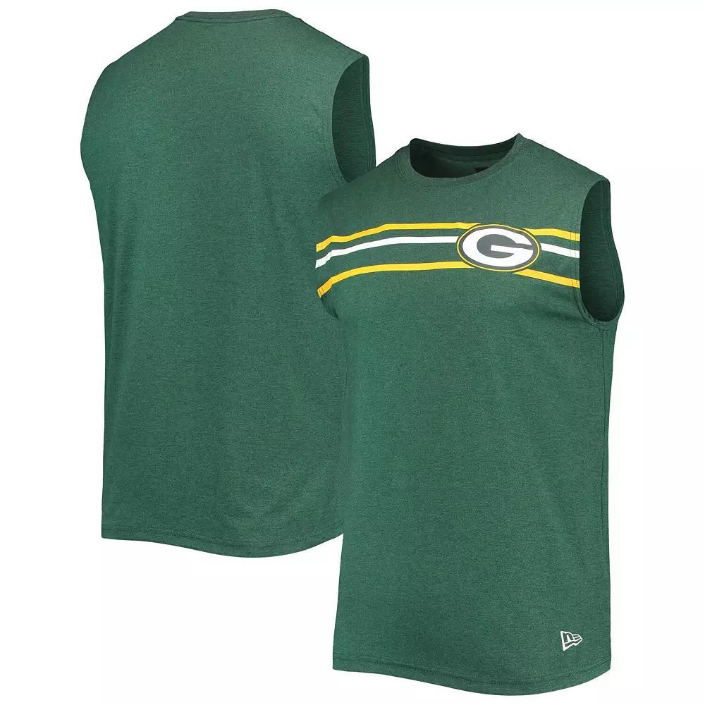 Men's New Era Green Green Bay Packers Brushed Sleeveless Tank Top, Size: Medium Product Image