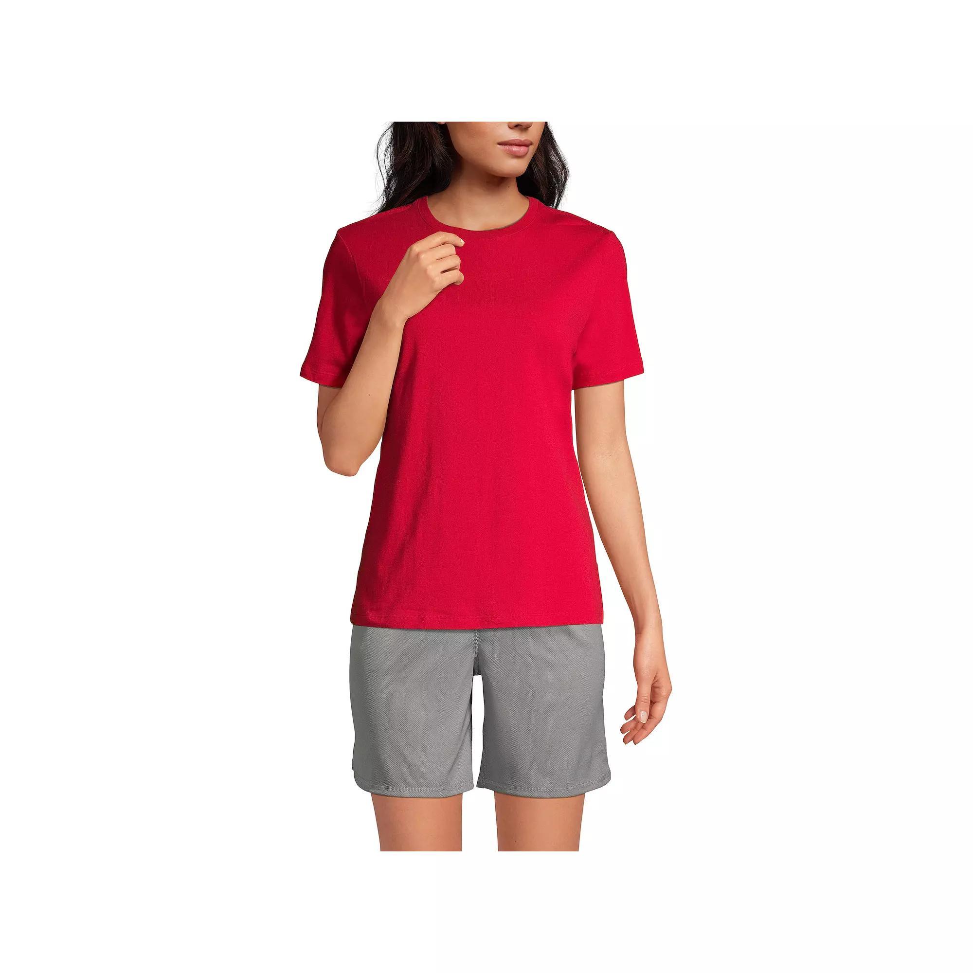 Women's Tall Lands' End School Uniform Short Sleeve Essential T-shirt, Size: Large Tall, Red Product Image