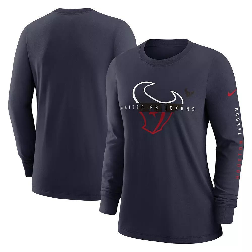 Womens Nike Houston Texans Prime Split Long Sleeve T-Shirt Blue Product Image