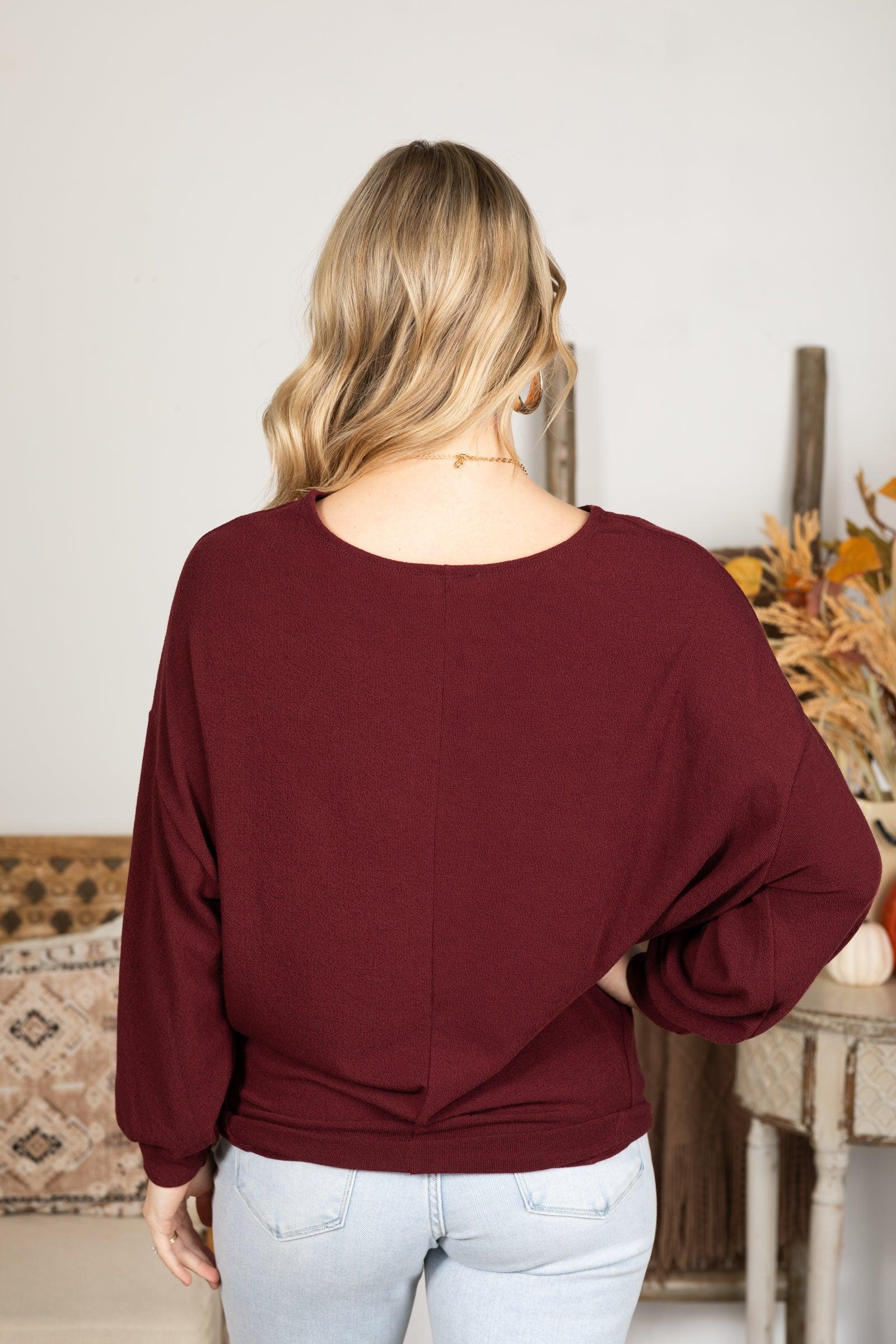 Boatneck Solid Crepe Hacci Knit Top Product Image