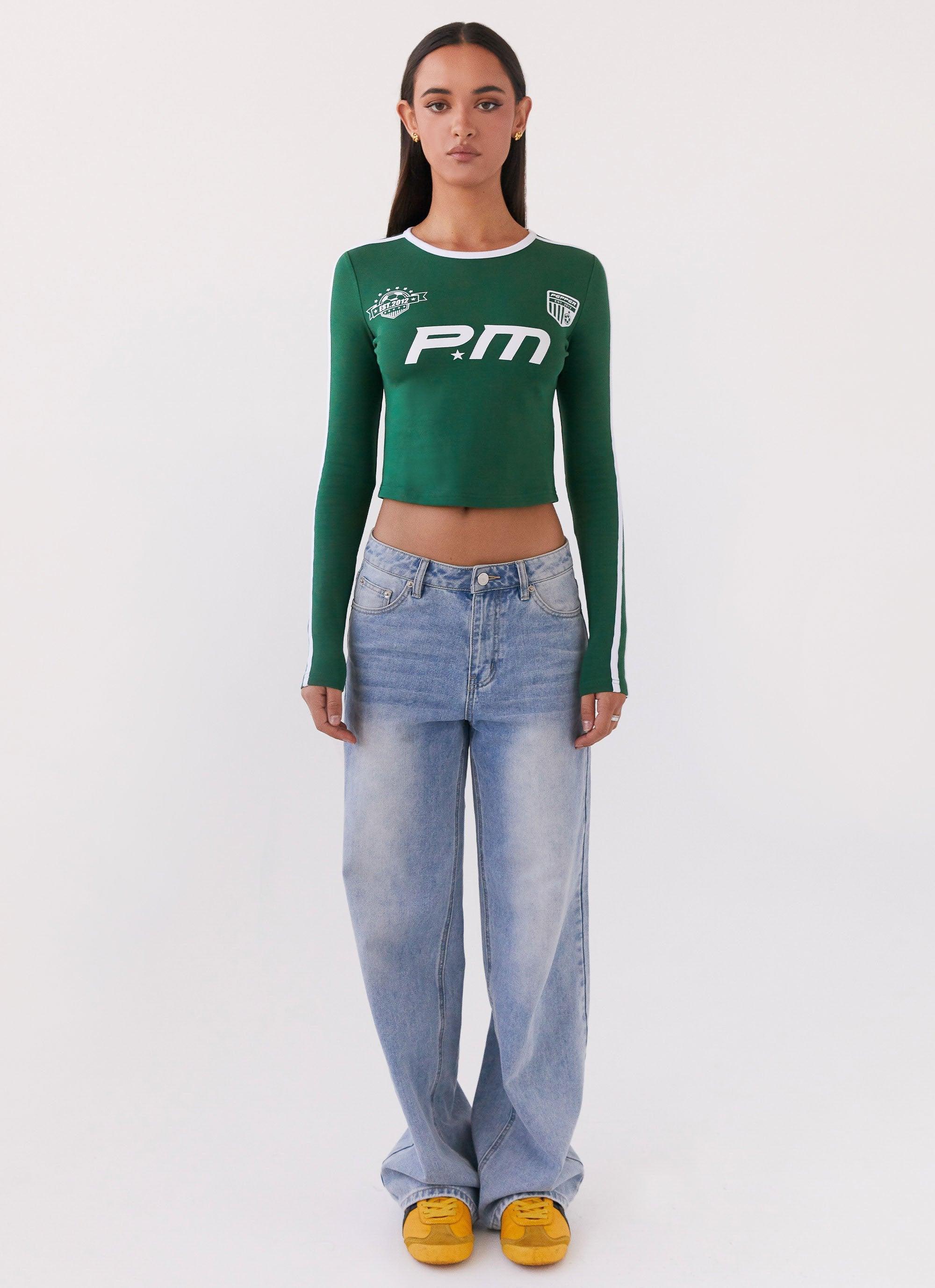 Touch Base Long Sleeve Top - Pine Green Product Image