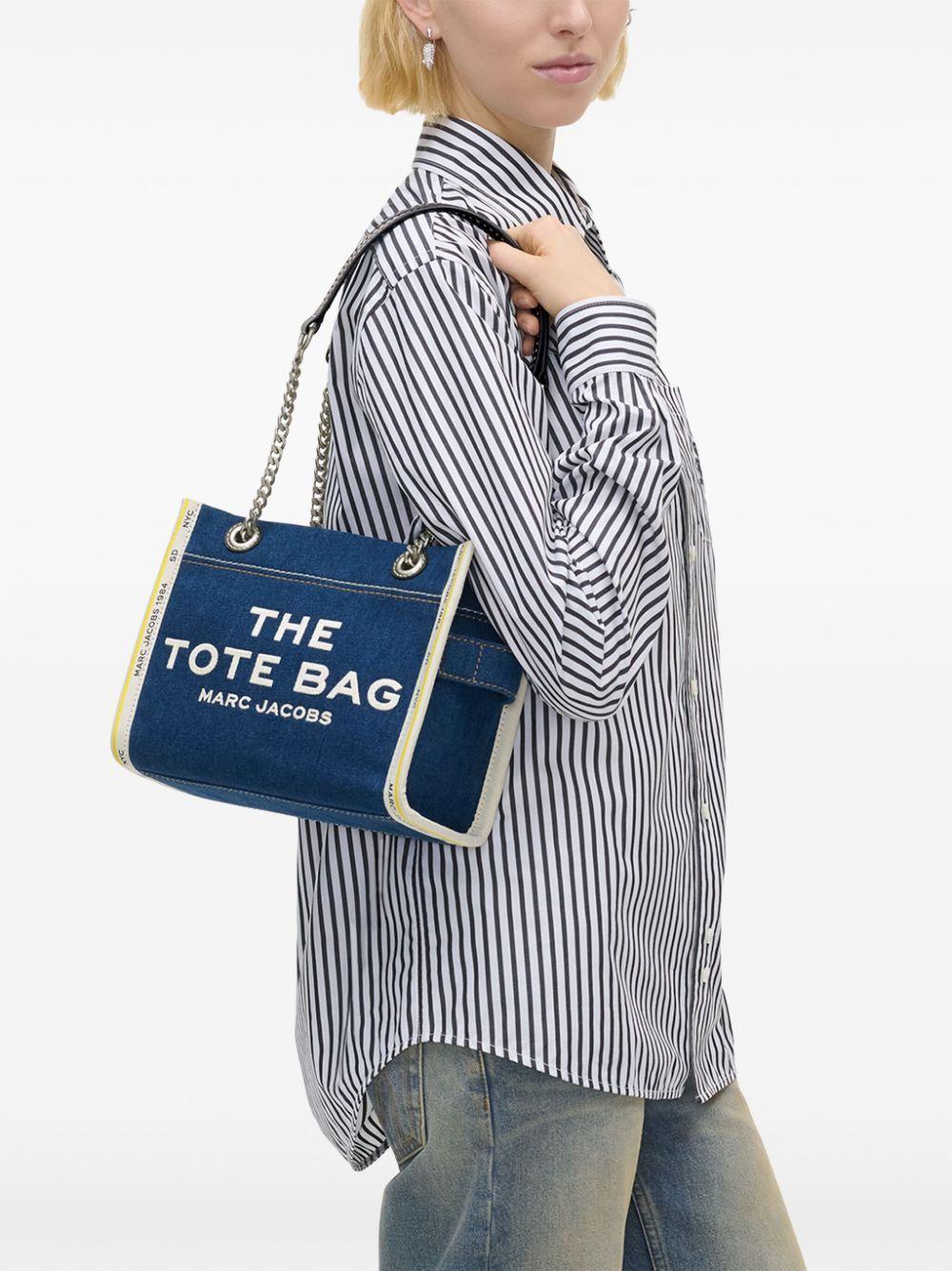 MARC JACOBS The Denim Chain Small Tote Bag In Blue Product Image