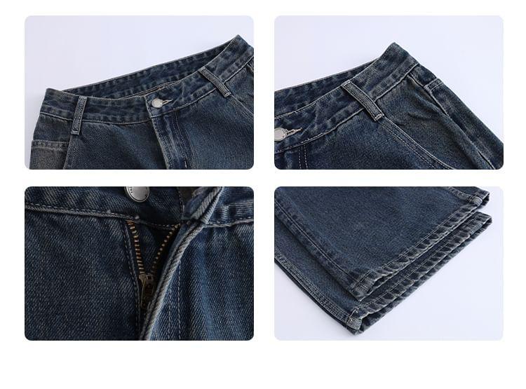 Low Waist Washed Loose Fit Jeans Product Image