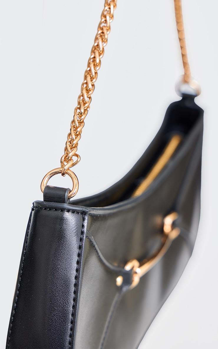 Black Pu Buckle Chain Strap Shoulder Bag Product Image