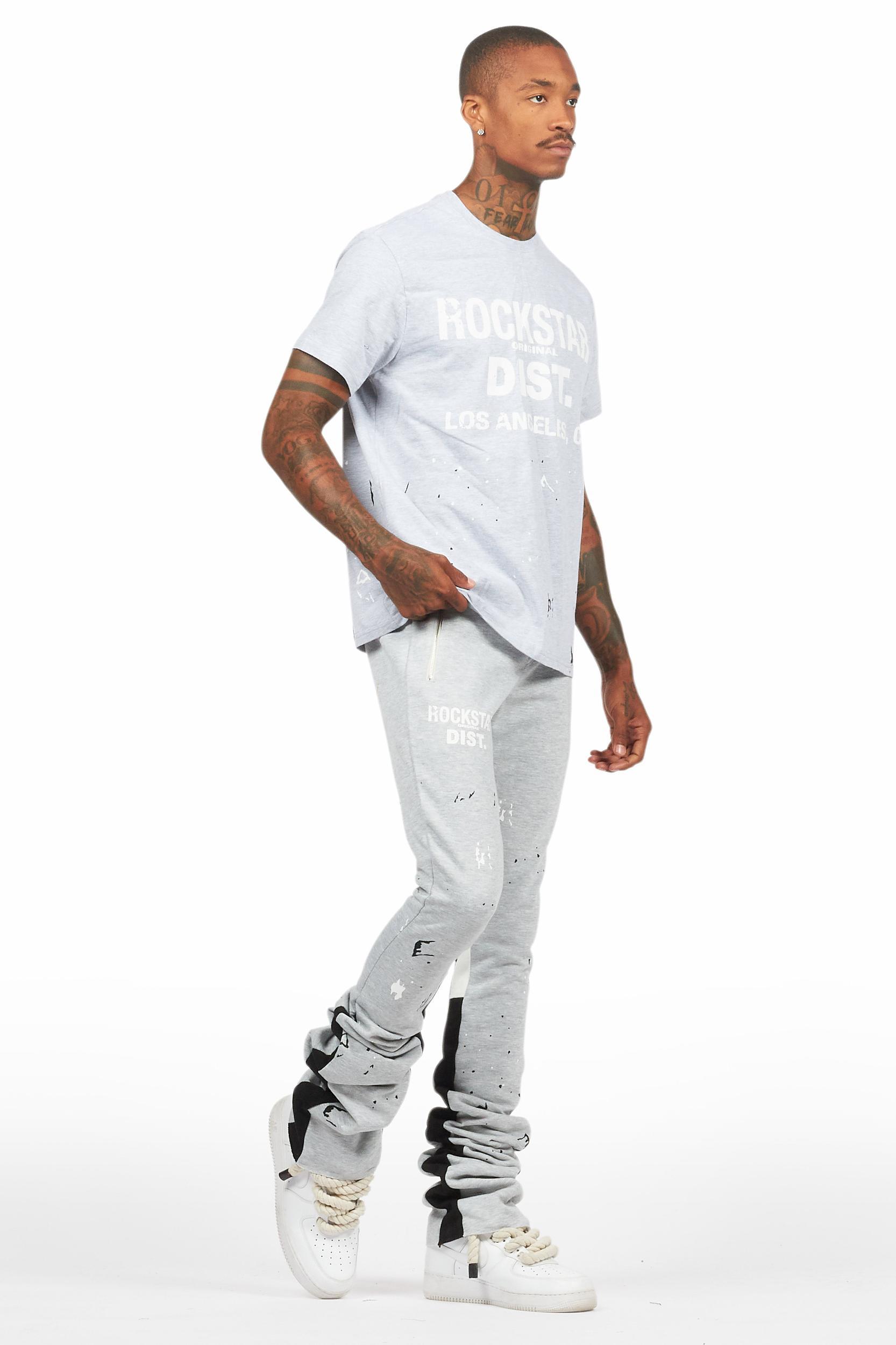 Scottie Heather Grey T-Shirt/Stacked Flare Track Pant Set Male Product Image