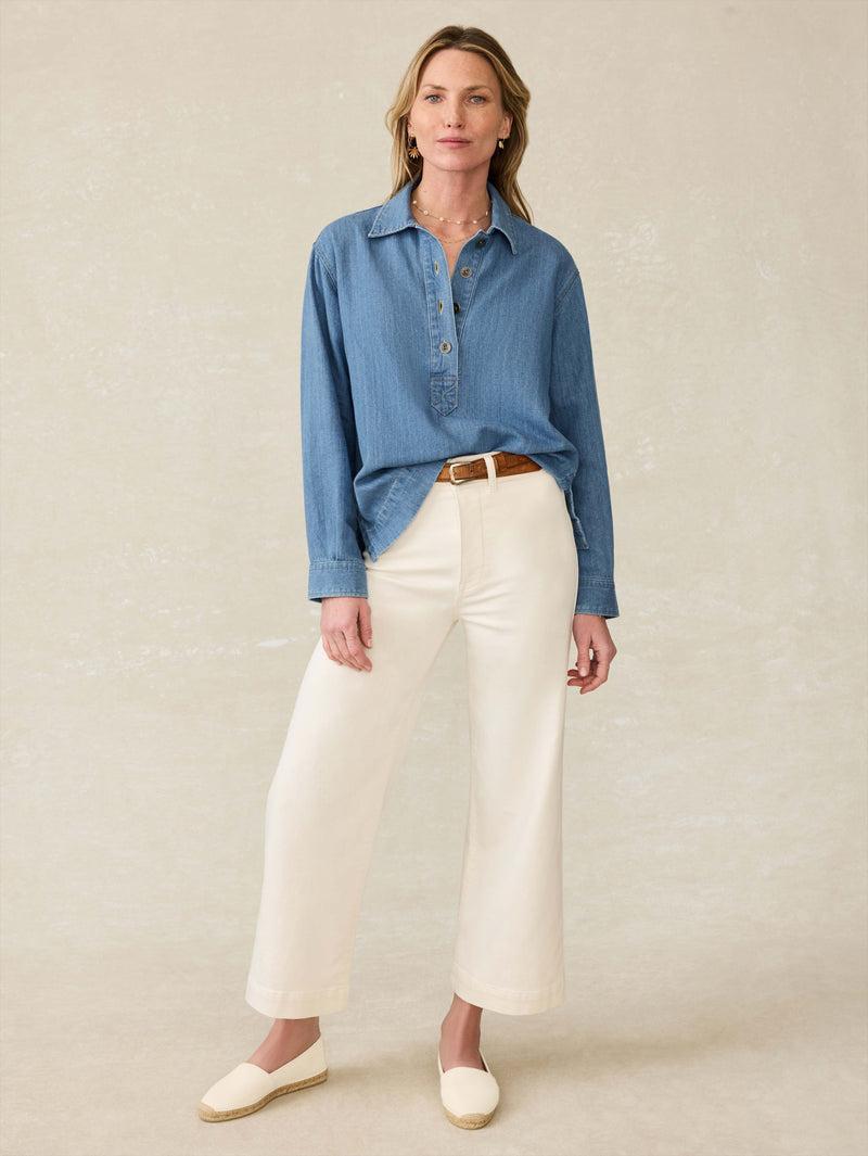 Linen Denim Oceanview Top - Coastal Cloud Wash Product Image