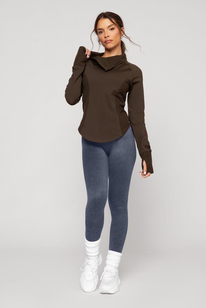 Chasing Pavements Mockneck Pullover - Dark Brown Product Image