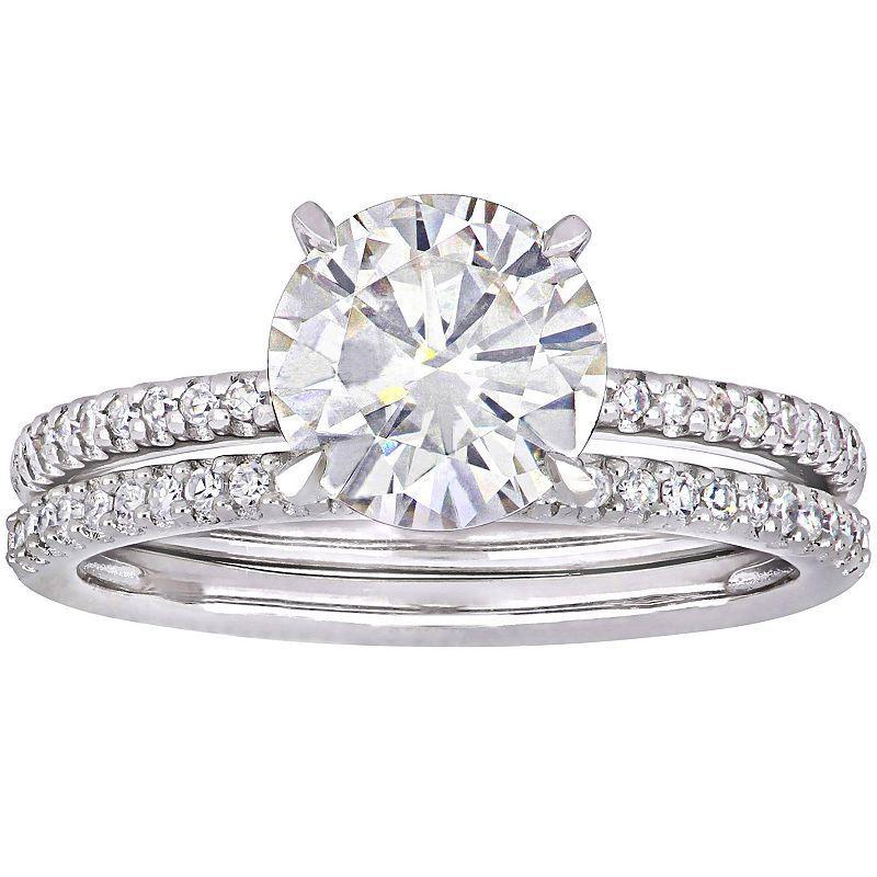 Stella Grace 14k White Gold 1/4 Carat T.W. Diamond & Created Moissanite Engagement Ring Set, Women's, Size: 5 Product Image