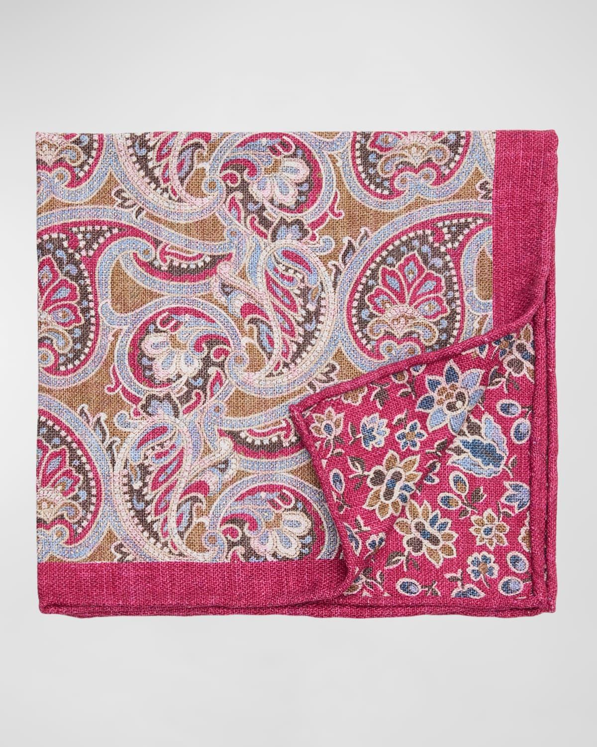 Men's Paisley-Floral Silk Pocket Square Product Image