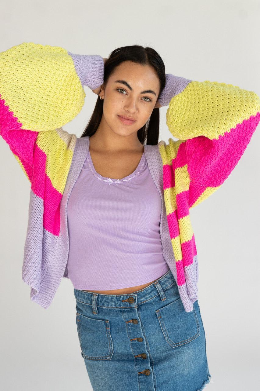 Colorblock Open Cardigan Product Image