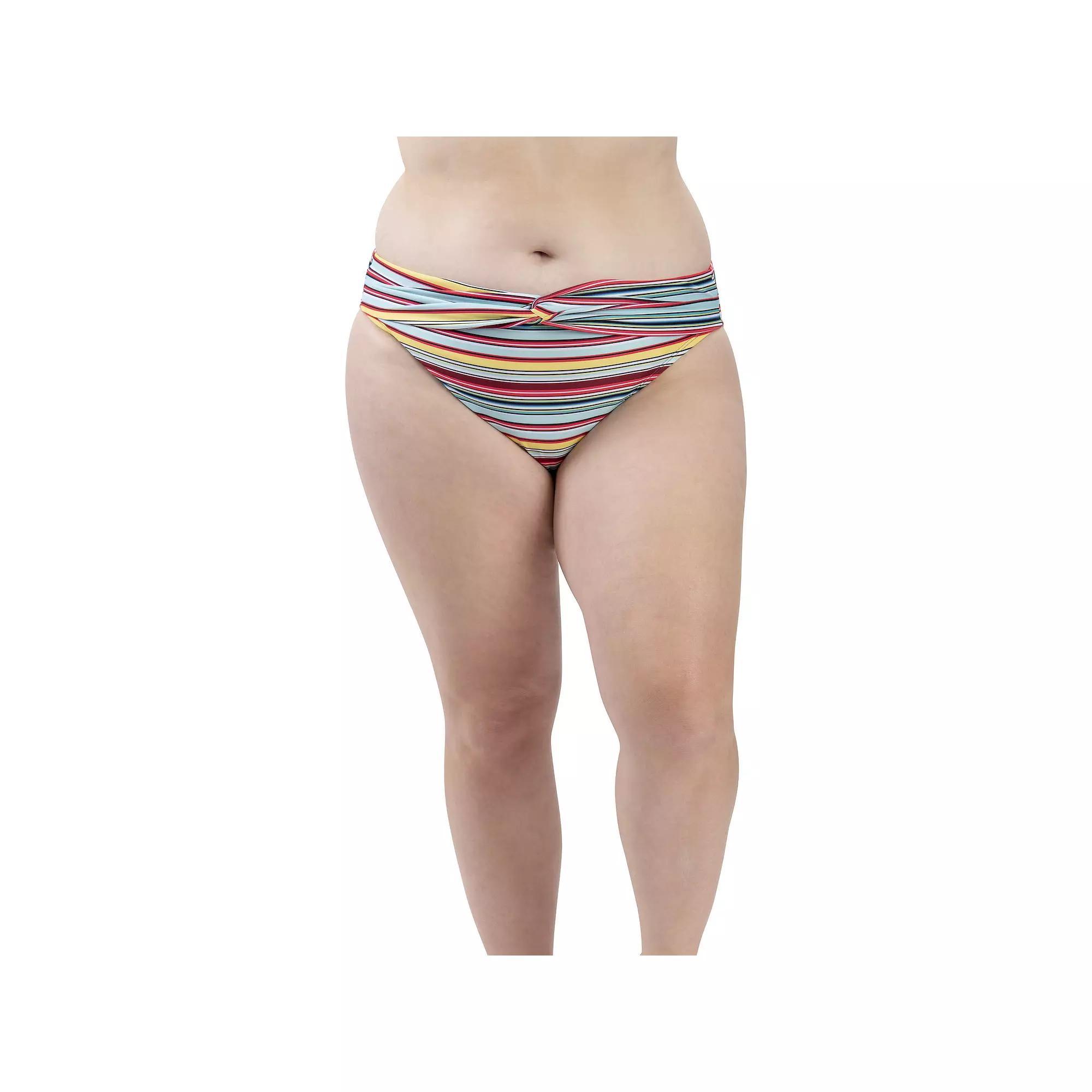 Women's Dolfin Aquashape UPF 50+ Print Twist-Front Swim Briefs, Size: Medium, Nautical Product Image