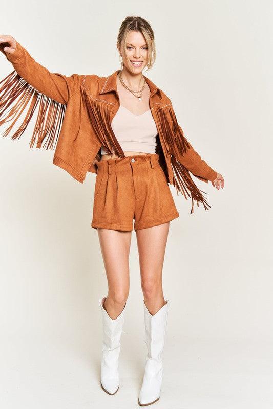 Suede studded fringe jacket PLUS JJO5009P Product Image