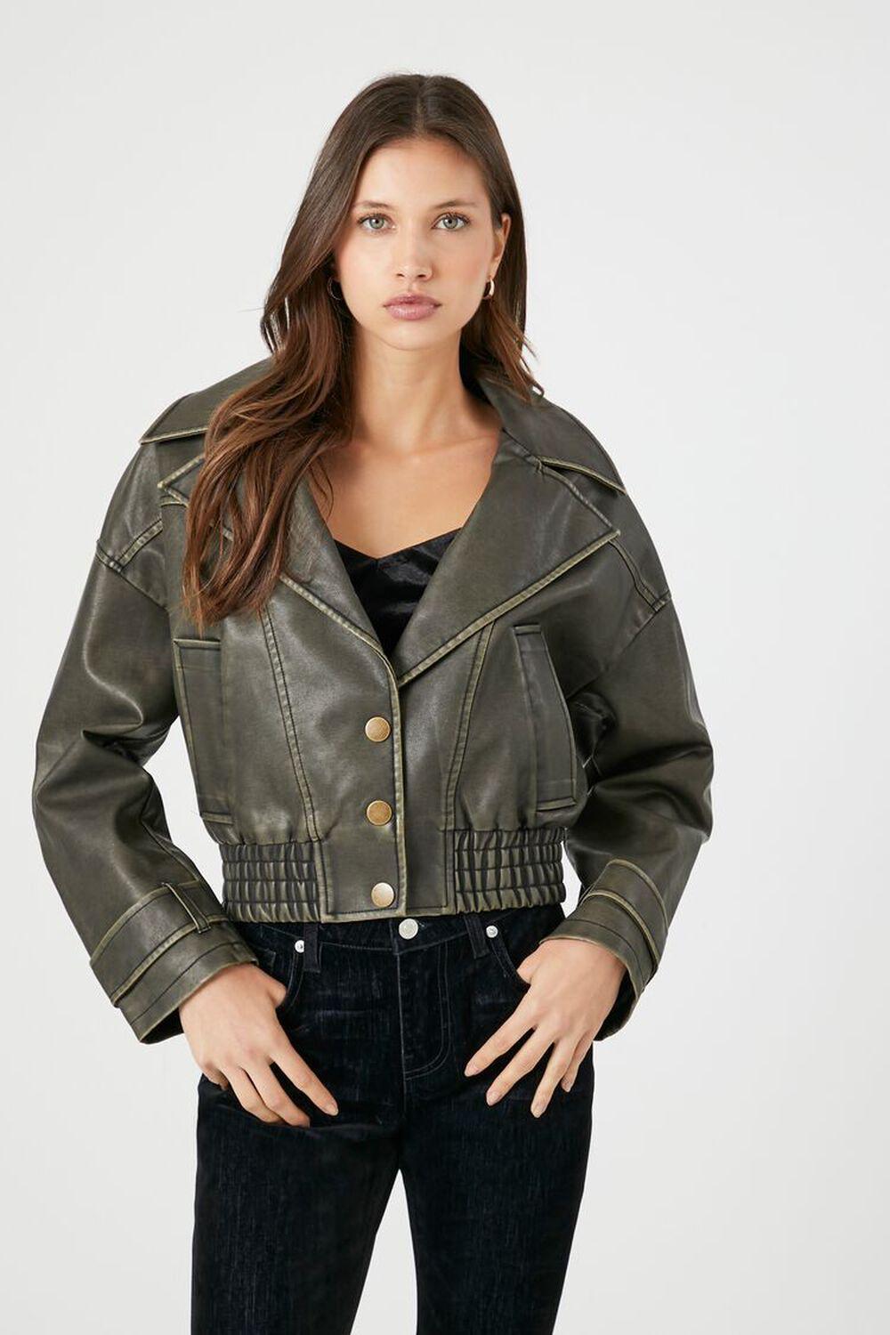 Faux Leather Notched Moto Jacket | Forever 21 Product Image