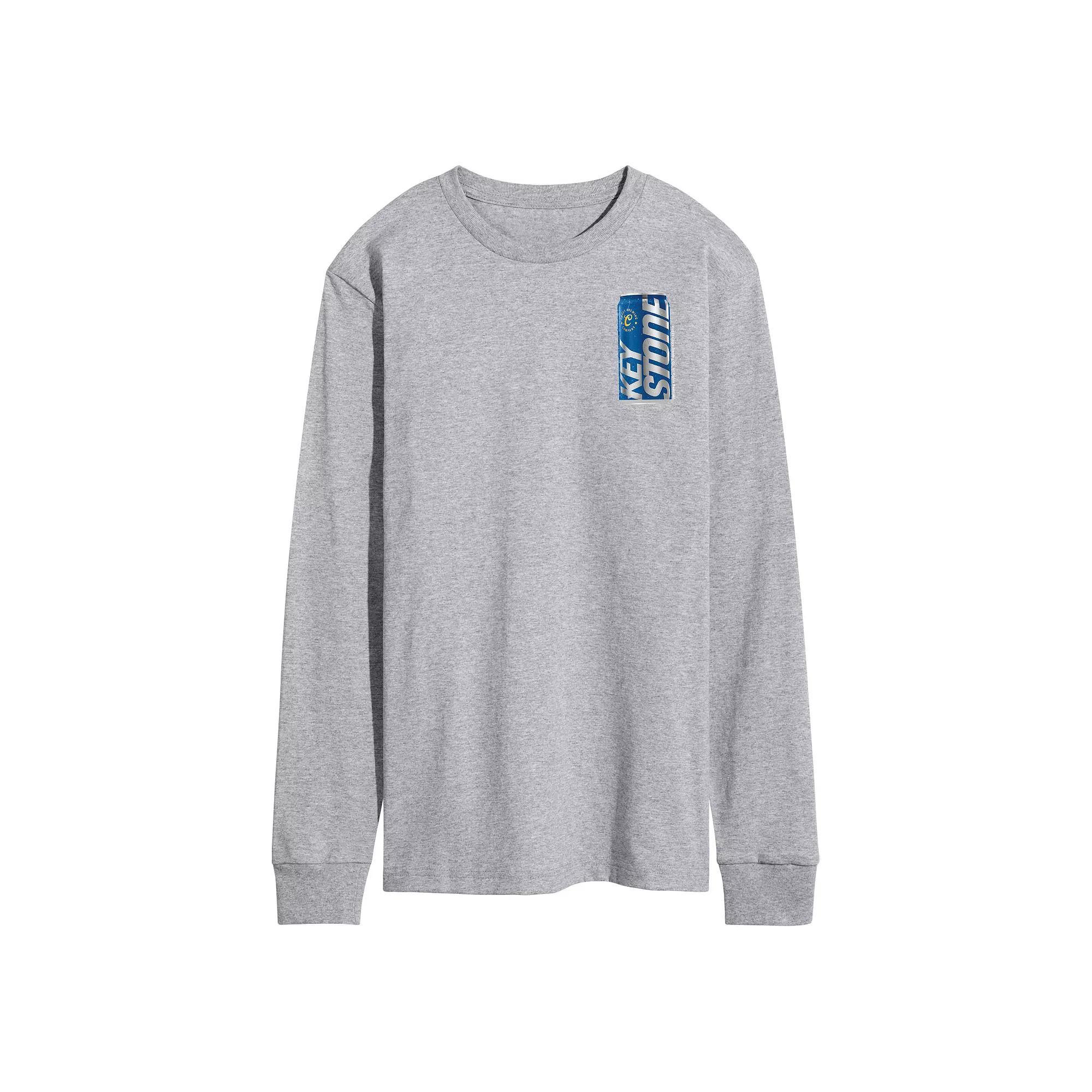 Men's Keystone Light Bottle Can Long Sleeve Graphic Tee, Size: XXL, Grey Gray Product Image