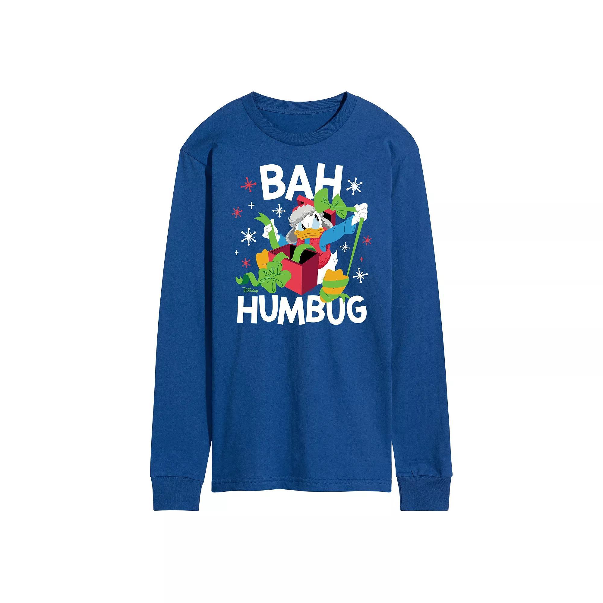 Disney's Mickey Mouse & Friends Donald Duck Men's Bah Humbug Long Sleeve Graphic Tee,  Product Image