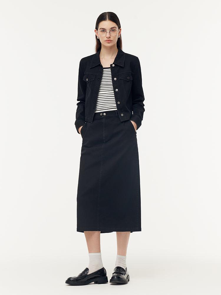 Denim Jacket And Camisole And Adjustable Waist Skirt Three-Piece Set Product Image