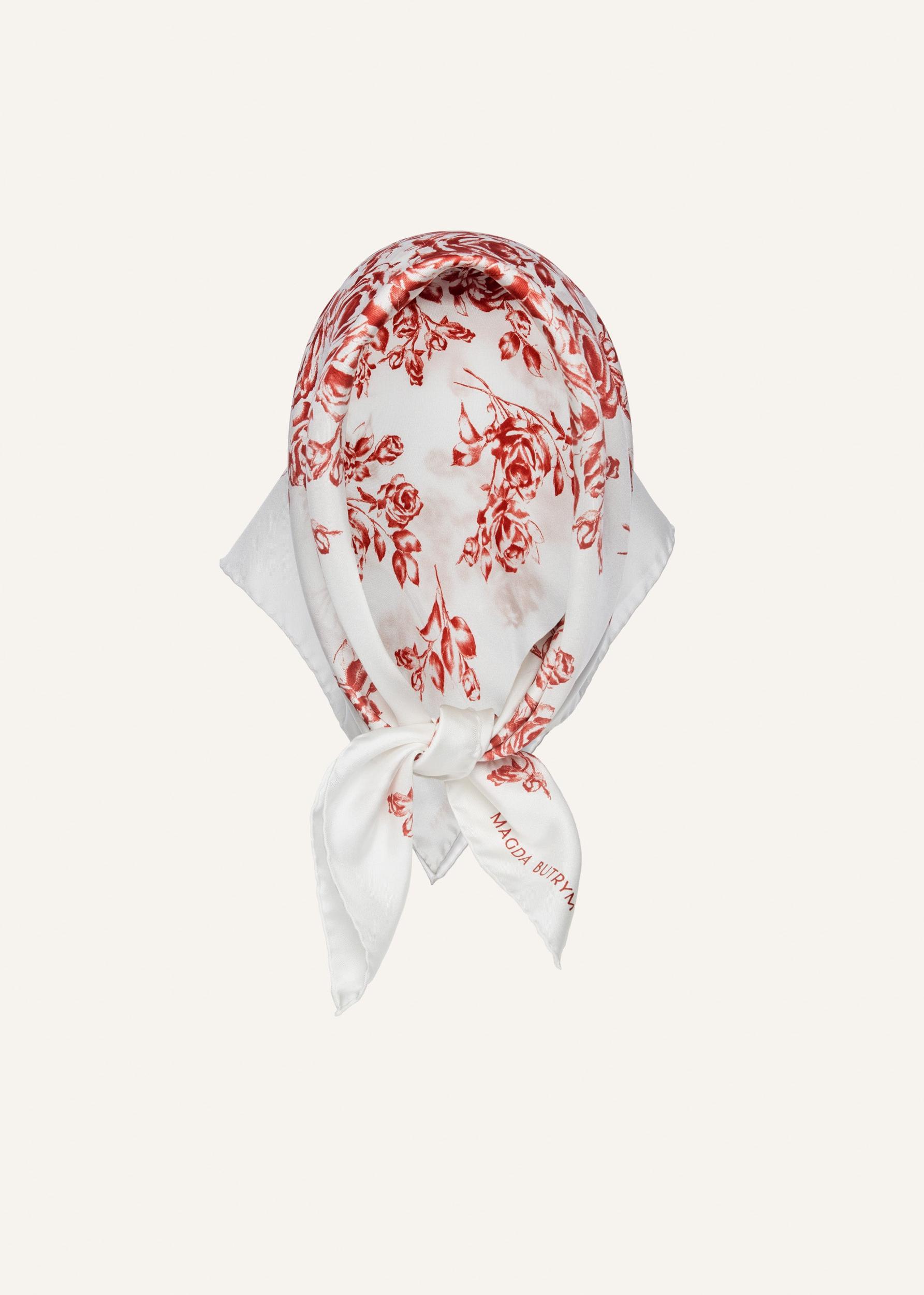 Rose print scarf in white Product Image
