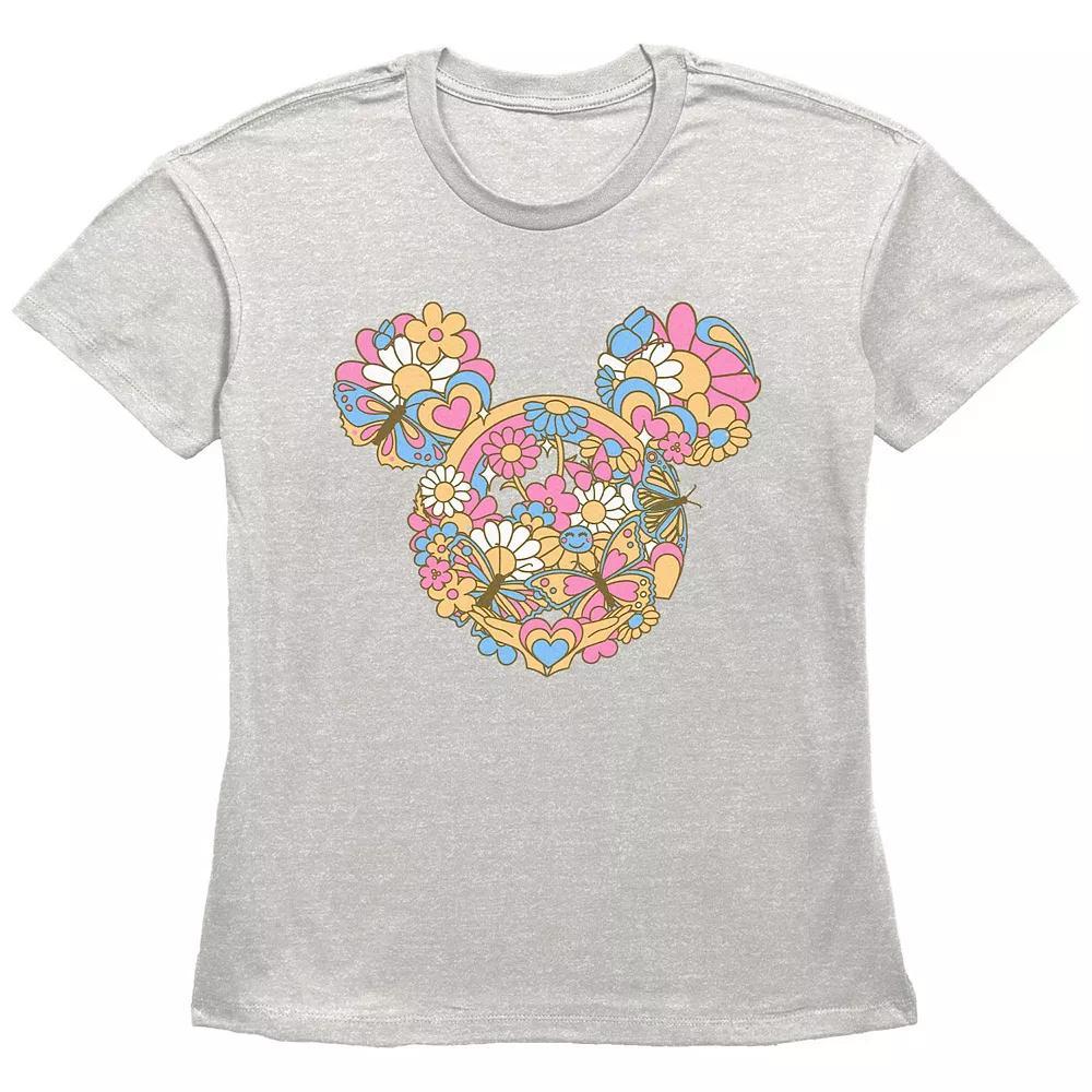 Disney's Mickey Mouse Women's Flowers And Butterflies Graphic Tee,  Product Image