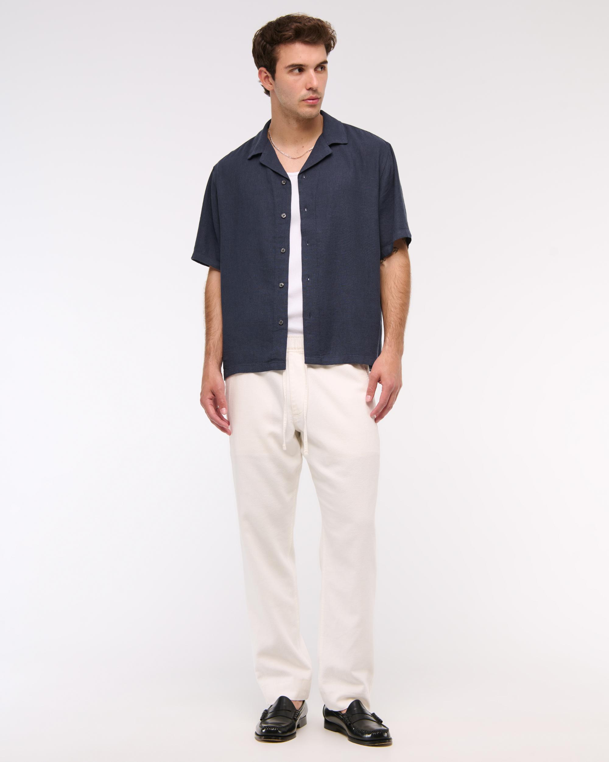 Camp Collar Summer Linen-Blend Shirt Product Image