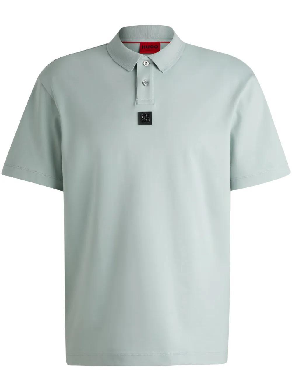 HUGO BOSS Interlock-cotton Polo Shirt With Stacked Logo In Light Grey Product Image