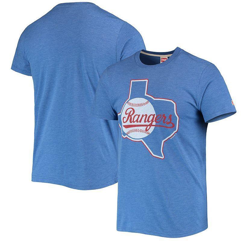 Mens Homage Royal Texas Rangers Hand-Drawn Logo Tri-Blend T-Shirt Product Image