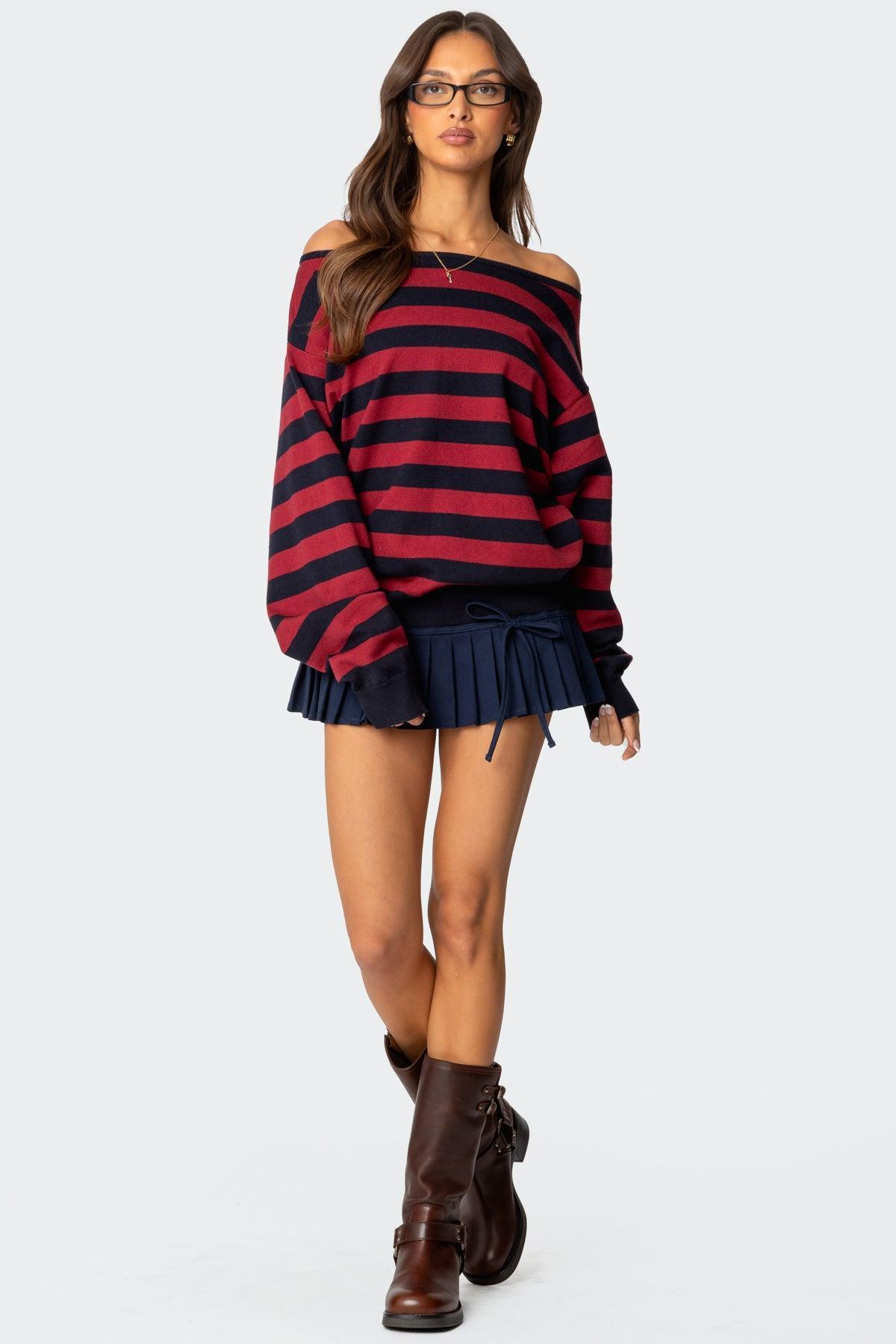 Sterling Striped Off Shoulder Sweater Product Image